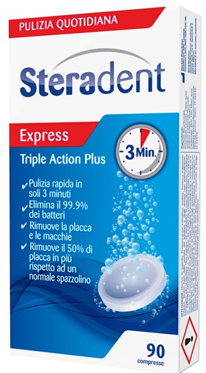 STERADENT TRIPLE ACTION PLUS 90 COMPRESSE PULENTI - Gruppofarmastore.it