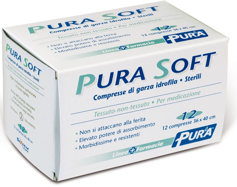 GARZA IN TESSUTO NON TESSUTO PURA SOFT 36X40CM 12 PEZZI - Gruppofarmastore.it