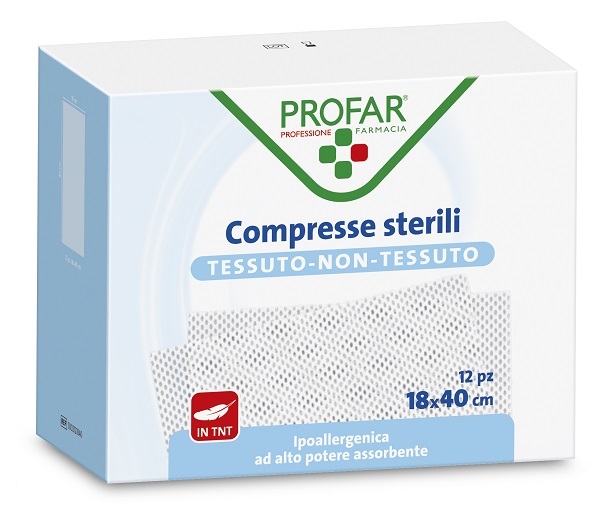 GARZA COMPRESSA TESSUTO NON TESSUTO 18X40 CM 12 PEZZI PROFAR - Gruppofarmastore.it