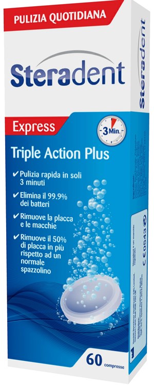 STERADENT TRIPLE ACTION PLUS 60 COMPRESSE PULENTI - Gruppofarmastore.it
