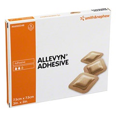 MEDICAZIONE IDROCELLULARE ADESIVA STERILE ALLEVYN ADHESIVE ALTAMENTE ASSORBENTE IN SCHIUMA DI POLIURETANO A STRUTTURA TRISTRATIFICATA 7,5X7,5CM 3 PEZZI - Gruppofarmastore.it