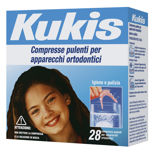 KUKIS CLEANSER 28 COMPRESSE PER PULIZIA APPARECCHI ORTODONTICI - Gruppofarmastore.it