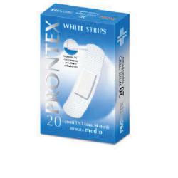 CEROTTO PRONTEX WHITE STRIPS IN TESSUTO NON TESSUTO BIANCO STERILE SCATOLA 20 CEROTTI MEDI - Gruppofarmastore.it