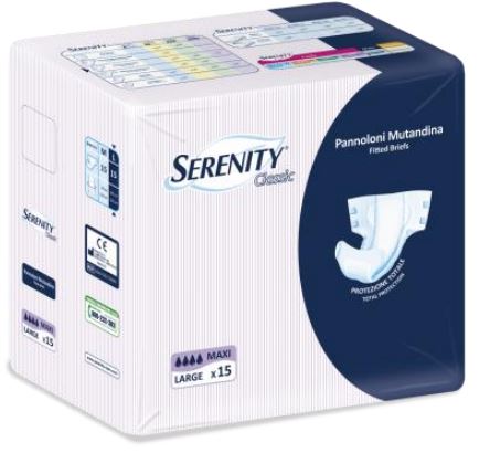 PANNOLONE PER INCONTINENZA A MUTANDINA SERENITY CLASSIC FORMATO MAXI TAGLIA LARGE 15 PEZZI - Gruppofarmastore.it