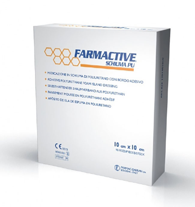 CEROTTO FARMACTIVE SCHIUMA IN POLIURETANO 10X10CM 10 PEZZI - Gruppofarmastore.it