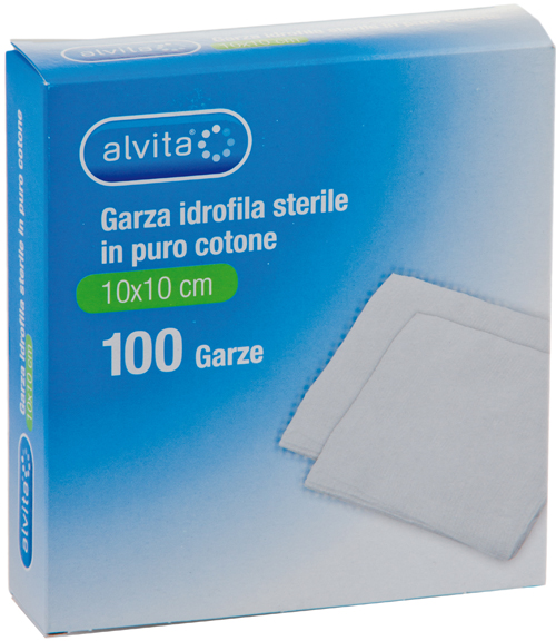 GARZA IDROFILA IN PURO COTONE ALVITA 10X10CM 100 PEZZI - Gruppofarmastore.it