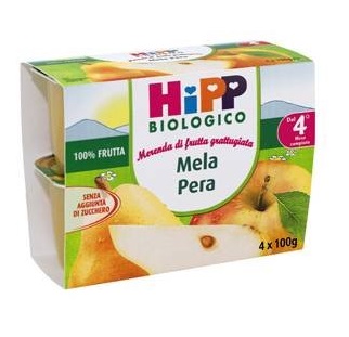 HIPP BIO FRUTTA GRATTUGGIATA MELA PERA 4X100 G - Gruppofarmastore.it