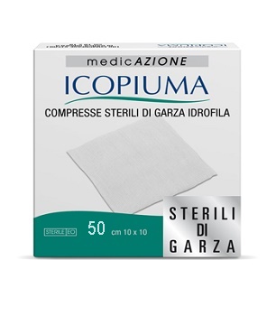 GARZA COMPRESSA IDROFILA ICOPIUMA 10X10CM 50 PEZZI - Gruppofarmastore.it