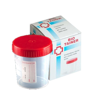 CONTENITORE PER URINA BIO TAINER GRADUATO CON SUPERFICIE DI SCRITTURA CON TAPPO A VITE CAPACITA' 120ML 1 PEZZO - Gruppofarmastore.it