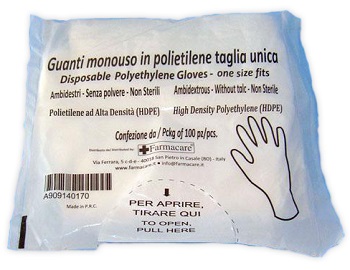 GUANTO MONOUSO IN PVC MISURA UNICA 100 PEZZI - Gruppofarmastore.it