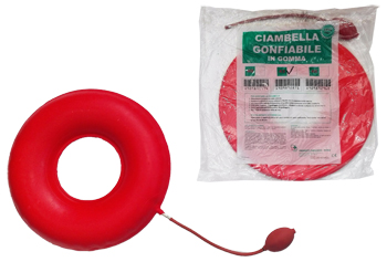 CIAMBELLA GONFIABILE PER INVALIDI IN GOMMA ROSSA TEAM DELUXE CON POMPA 43CM DIAMETRO - Gruppofarmastore.it
