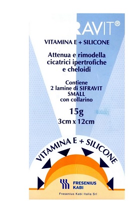 PLACCA IN SILICONE E VITAMINA E SIFRAVIT DIMENSIONI 3X12CM. INDICATA NEL TRATTAMENTO DI CHELOIDI E CICATRICI IPERTROFICHE CONSEGUENTI AD INTERVENTI C HIRURGICI, USTIONI, E FERITE - Gruppofarmastore.it