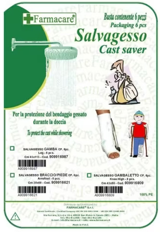 SALVAGESSO PER GAMBALETTO UTILE PER LA PROTEZIONE DEL GESSO DURANTE LA DOCCIA 6 PEZZI - Gruppofarmastore.it
