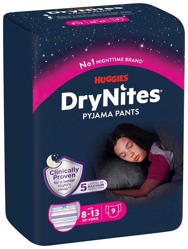 HUGGIES DRYNITES 8/15 ANNI GIRL L 27/57KG PACCO SINGOLO 9 PEZZI - Gruppofarmastore.it