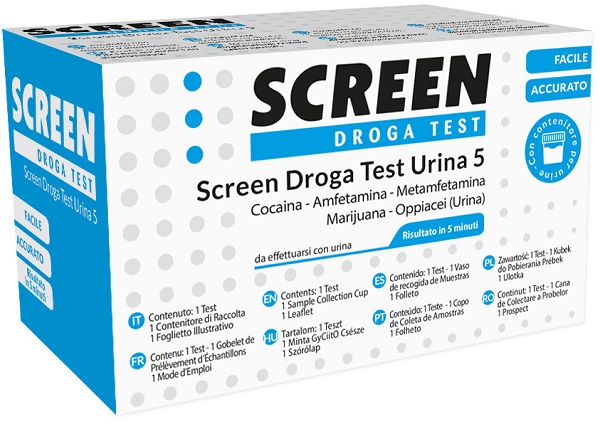SCREEN DROGA TEST 5 DROGHE TEST ANTIDROGA CON CONTENITORE URINA - Gruppofarmastore.it