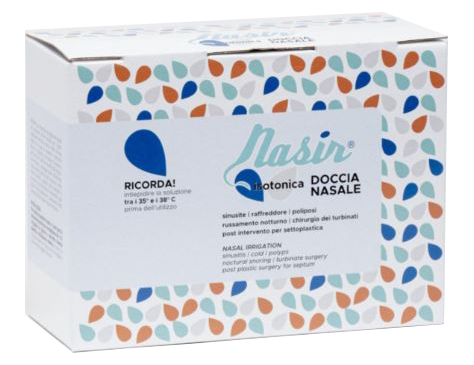 NASIR LAVAGGIO NASALE SOLUZIONE FISIOLOGICA ISOTONICA STERILE SCATOLA CON 4 SACCHE 500ML 4 BLISTER 1 VENTOSA - Gruppofarmastore.it