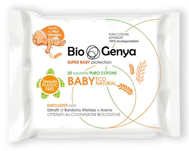 BIOGENYA ECO NATURAL SALVIETTINA BABY COTONE 20 PEZZI - Gruppofarmastore.it
