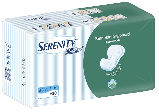 PANNOLONE PER INCONTINENZA SAGOMATO SERENITY SOFTDRY+ ALOE PLUS 30 PEZZI - Gruppofarmastore.it