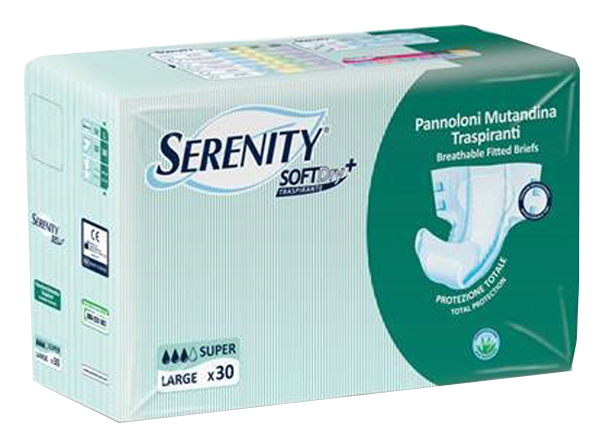 PANNOLONE PER INCONTINENZA A MUTANDINA SERENITY SOFTDRY+ ALOE SUPER LARGE 30 PEZZI - Gruppofarmastore.it