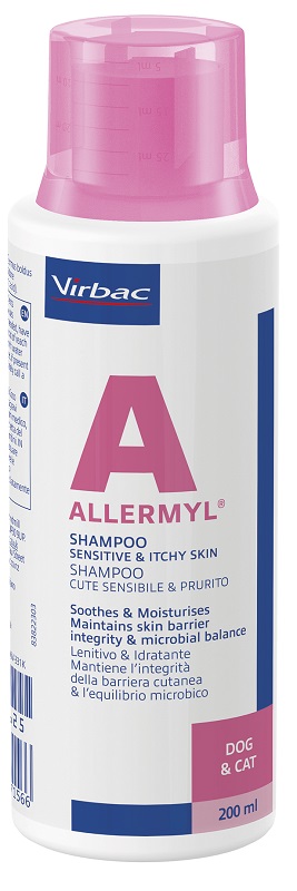 ALLERMYL SHAMPOO PER CUTE SENSIBILE E PRURITO CANE E GATTO 200 ML - Gruppofarmastore.it