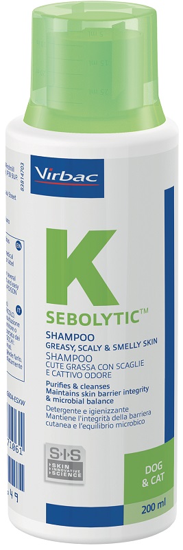 SEBOLYTIC SHAMPOO CUTE GRASSA CON SCAGLIE E CATTIVO ODORE CANE E GATTO 200 ML - Gruppofarmastore.it