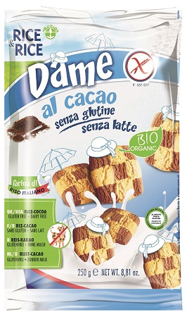 RICE&RICE DAME DI RISO CON CACAO SENZA LATTE 250 G - Gruppofarmastore.it