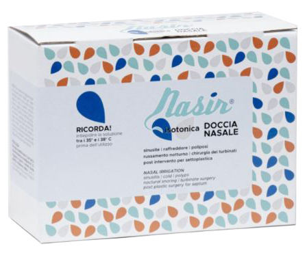 NASIR DOCCIA NASALE CON SOLUZIONE FISIOLOGICA ISOTONICA 10 SACCHE 250 ML + 1 BLISTER - Gruppofarmastore.it