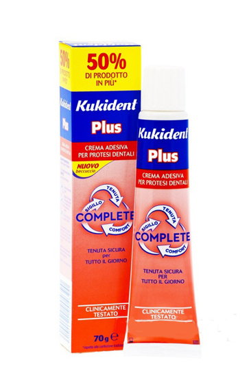 KUKIDENT PLUS COMPLETE CREMA ADESIVA PER PROTESI DENTARIE 70 G - Gruppofarmastore.it