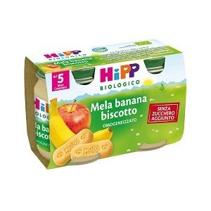 HIPP BIO OMOGENEIZZATO MELA BANANA BISCOTTO 2X125 G - Gruppofarmastore.it