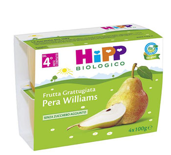 HIPP BIO HIPP BIO FRUTTA GRATTUGGIATA PERA WILLIAMS 4X100 G - Gruppofarmastore.it