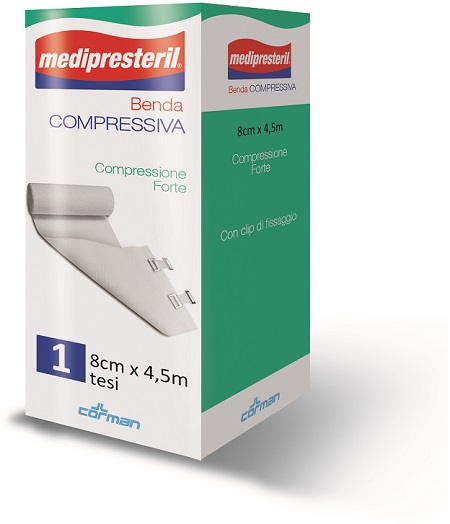 BENDA ELASTICA MEDIPRESTERIL COMPRESSIONE FORTE 8X450CM - Gruppofarmastore.it