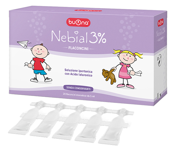 NEBIAL FLACONCINI SOLUZIONE SALINA IPERTONICA DI SODIO CLORURO AL 3% CON ACIDO IALURONICO 20X5 ML - Gruppofarmastore.it