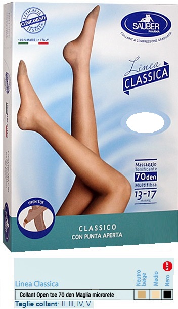 SAUBER COLLANT OPEN TOE MAGLIA MICRORETE 70 DEN COLORE MEDIO 4 LINEA CLASSICA - Gruppofarmastore.it