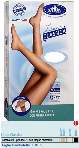 SAUBER GAMBALETTO OPEN TOE MAGLIA MICRORETE 70 DEN COLORE MEDIO TAGLIA 3 LINEA CLASSICA - Gruppofarmastore.it