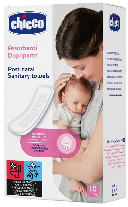 CHICCO MAMMA DONNA ASSORBENTI POSTPARTO COTONE 10 PEZZI - Gruppofarmastore.it