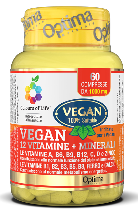COLOURS OF LIFE VEGAN 12 VITAMINE + 3 MINERALI 60 COMPRESSE - Gruppofarmastore.it