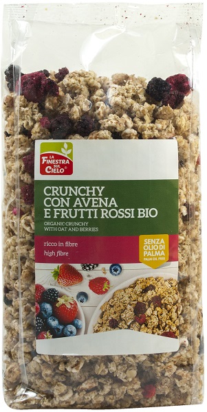 FSC CRUNCHY CON AVENA E FRUTTI ROSSI BIO AD ALTO CONTENUTO DI FIBRE CON OLIO DI GIRASOLE SENZA OLIO DI PALMA 375 G - Gruppofarmastore.it