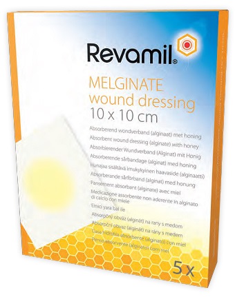 GARZA MEDICATA REVAMIL MELGINATE ALGINATO MIELE 10X10 CM 5 PEZZI - Gruppofarmastore.it