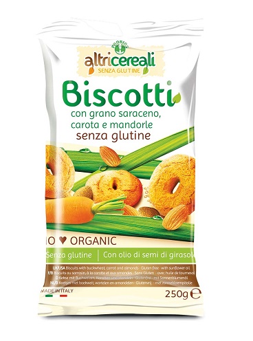 ALTRICEREALI BISCOTTI DI GRANO SARACENO CON CAROTA E MANDORLE BIO 250 G - Gruppofarmastore.it