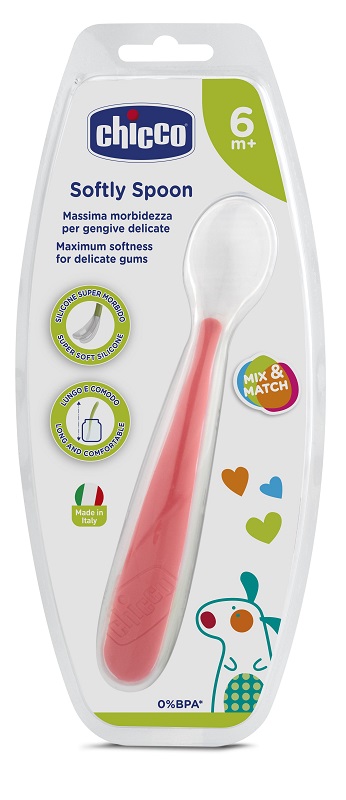 CHICCO CUCCHIAIO MORBIDO SILICONE 6M+ ROSSO UP - Gruppofarmastore.it