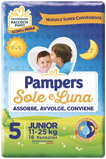 PANNOLINO PER BAMBINO PAMPERS SOLE & LUNA FLASH JUNIOR 16 PEZZI - Gruppofarmastore.it