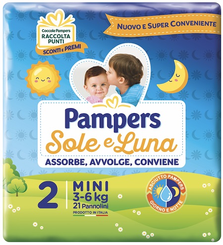 PANNOLINO PER BAMBINO PAMPERS SOLE & LUNA FLASH MINI 21 PEZZI - Gruppofarmastore.it