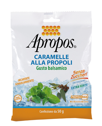 APROPOS CARAMELLE DURE ALLA PROPOLI BALSAMICHE SENZA ZUCCHERO 50 G - Gruppofarmastore.it