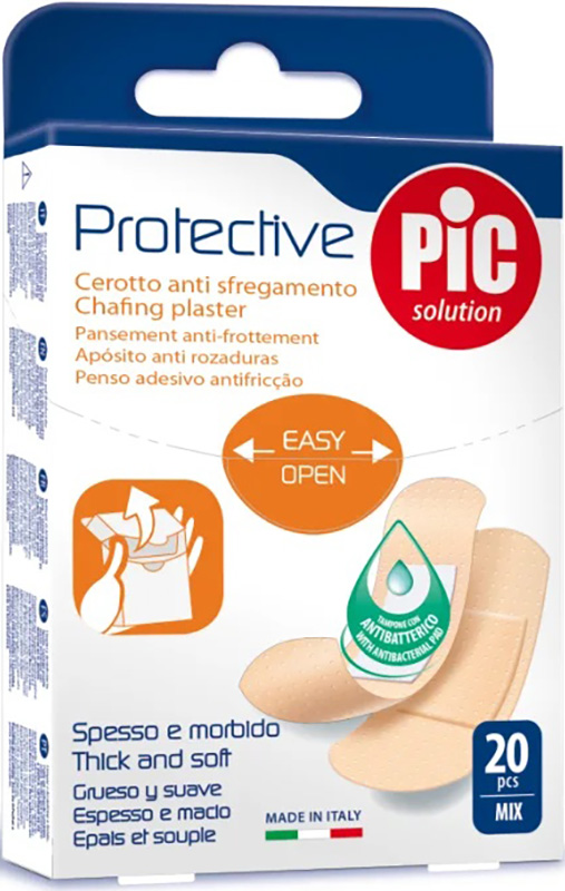 CEROTTO PIC PROTECTIVE MIX ANTIBATTERICO ANTISFREGAMENTO CON TAMPONE 20 PEZZI - Gruppofarmastore.it