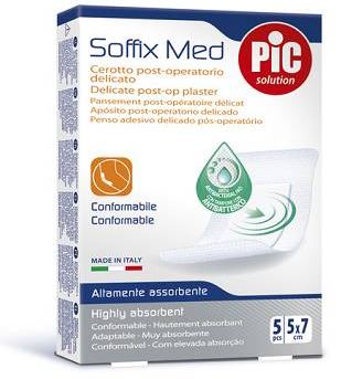 CEROTTO PIC SOFFIX MED IN TNT CON TAMPONE CENTRALE ASSORBENTE STERILE MONOUSO 5X7 CM ANTIBATTERICO 5 PEZZI - Gruppofarmastore.it