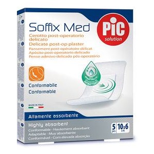 CEROTTO PIC SOFFIX MED IN TNT CON TAMPONE CENTRALE ASSORBENTE STERILE MONOUSO 10X6 CM ANTIBATTERICO 5 PEZZI - Gruppofarmastore.it