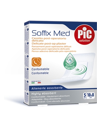CEROTTO PIC SOFFIX MED IN TNT CON TAMPONE CENTRALE ASSORBENTE STERILE MONOUSO 10X8 CM ANTIBATTERICO 5 PEZZI - Gruppofarmastore.it