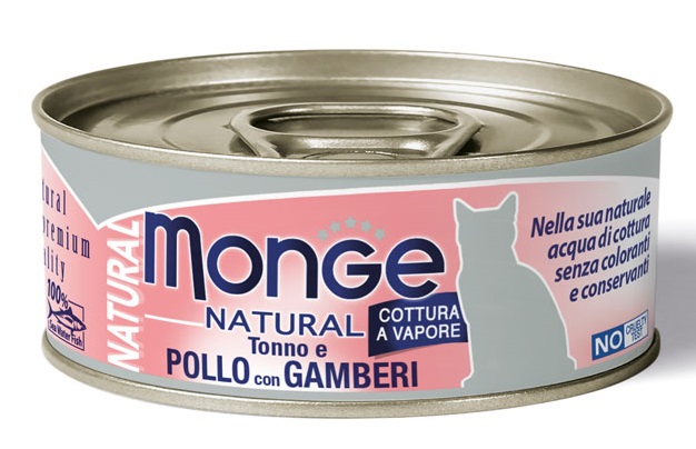 MONGE NATURAL QUALITY GATTO MONGE NATURAL POLLO CON GAMBERETTI 80 G - Gruppofarmastore.it