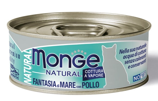MONGE NATURAL QUALITY GATTO MONGE NATURAL FANTASIA DI MARE CON POLLO 80 G - Gruppofarmastore.it