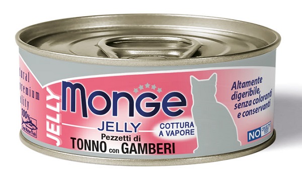 MONGE NATURAL QUALITY GATTO MONGE JELLY PEZZETTI DI TONNO/GAMBERETTI 80 G - Gruppofarmastore.it